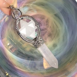 Quartz Mer-Ka-Ba wand and orb Reiki pendulum